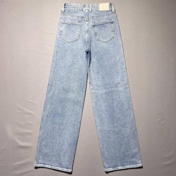 PAIGE Sasha Wide Leg Jeans Womens 25 Khristen Distressed Wash Blue High Rise - Picture 2 of 16